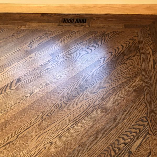 Natural Oak floors to brown color transformation Chicago, FLOORecki