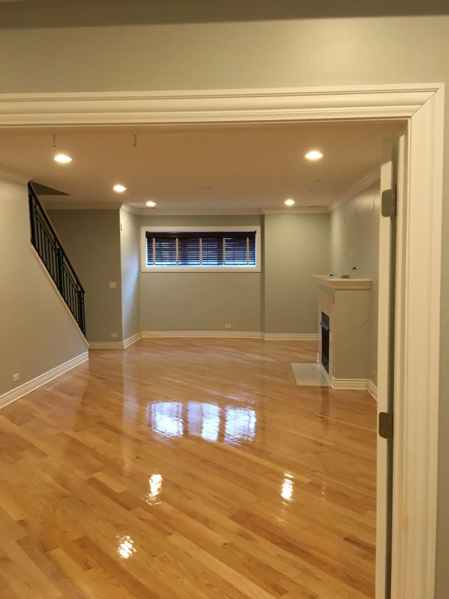 IMG_5221 Hardwood floor refinishing in Chicago — Red Oak dark espresso stain, living area, Chicago suburb residential