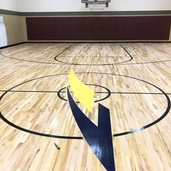 Commercial maple gym floor refinishing Chicago LA Fitness — FLOORecki hardwood floor contractor 
