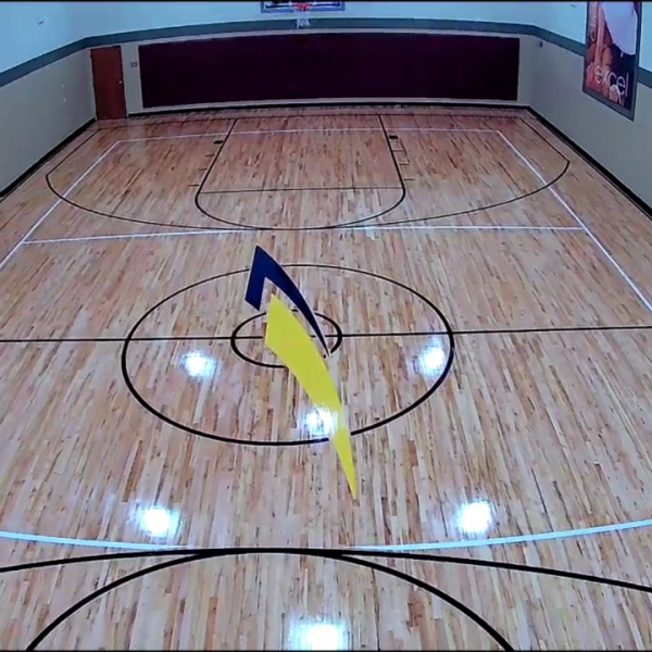 LA Fitness commercial basketball court maple hardwood floor refinishing Chicago — FLOORecki contractor 