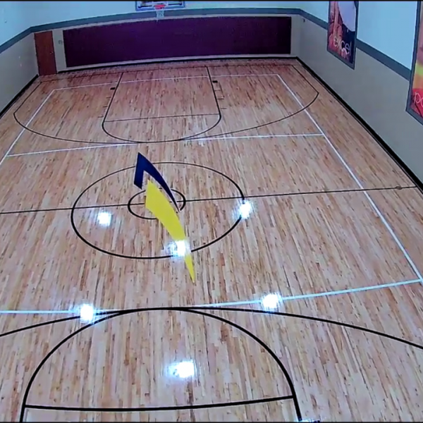 Volleyball court lines painted hardwood floor commercial gym Chicago