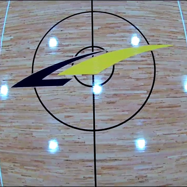 Completed LA Fitness basketball court hardwood floor restoration Chicago