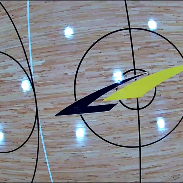 Commercial basketball court water damage hardwood replacement Chicago after