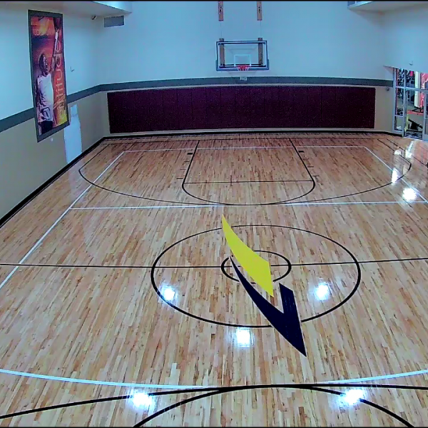 Completed LA Fitness basketball court hardwood floor restoration Chicago