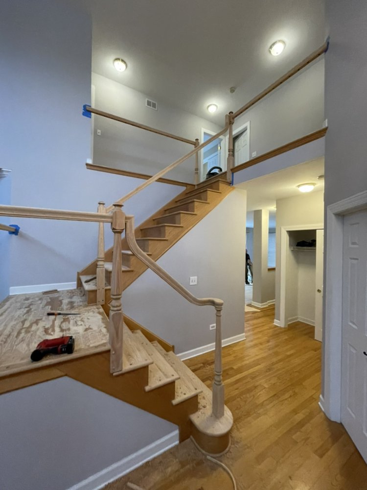 Squeaky stairs repair in Chicago home before hardwood stair refinishing by FLOORecki Floors & Stairs